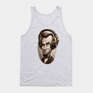 Caricature of Abe Lincoln with Music Headphones Tank Top